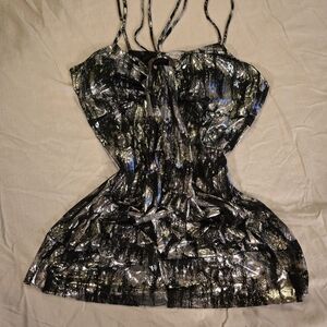 Metallic Strappy y2k club tank top